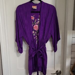 Purple Floral Women's Kimono Robe
